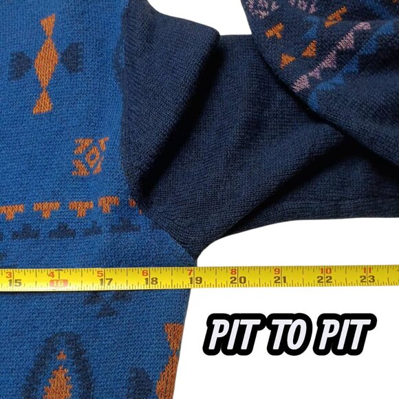 Sundance Galaxy Delight Surplice Sweater S Blue Merino Wool Blend Faux Wrap - Picture 7 of 8